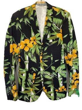 PAISLEY & GRAY Slim Fit TROPICAL BAMBOO Print BLAZER JACKET Size 36R NEW!
